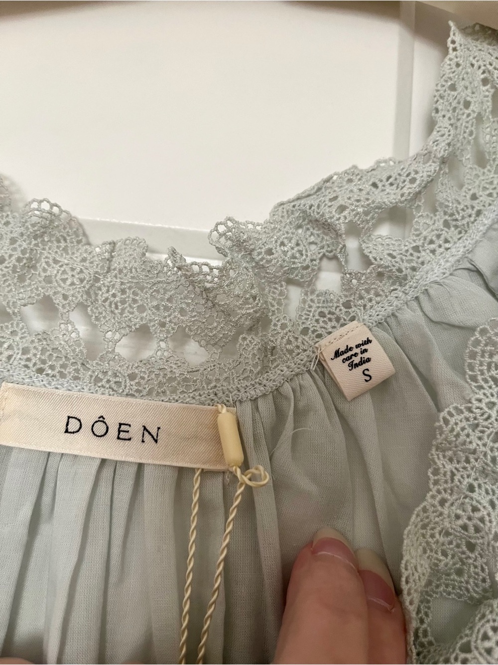 NWT Doen Lucilla Nightgown Dress in Rain Cloud Light Crochet Trim Size Small - Picture 5 of 8